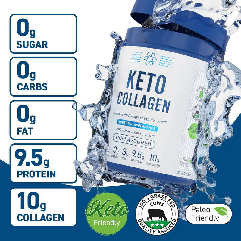 Applied Nutrition Keto Collagen Powder - Keto Collagen Protein with MCT, Ketogenic & Paleo Diet, Zero Sugar & Carbs, Healthy Skin, Hair, Nails (Unflavoured) (325g - 25 Servings) 25 Servings (Pack of 1)