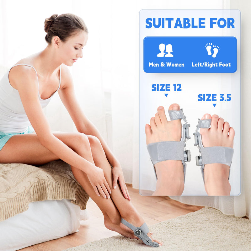 [Australia] - Bunion Corrector for Women & Men,Adjustable Universal Size Bunion Splint, Big Toe Straightener, Bunion Fix Device with 2 Silicone Pads, Better Fit to the Toes Without Damaging the Skin(1PCS,Gray) Grey 