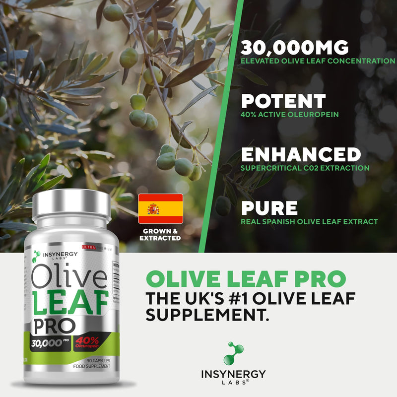 30,000MG Olive Leaf Extract 40% Oleuropein (Maximum MG on Amazon) Wild Grown Spain Ultra-Premium Grade Olive Leaf Extract Capsules - Olive Leaf Supplement 60 Vegan Capsules