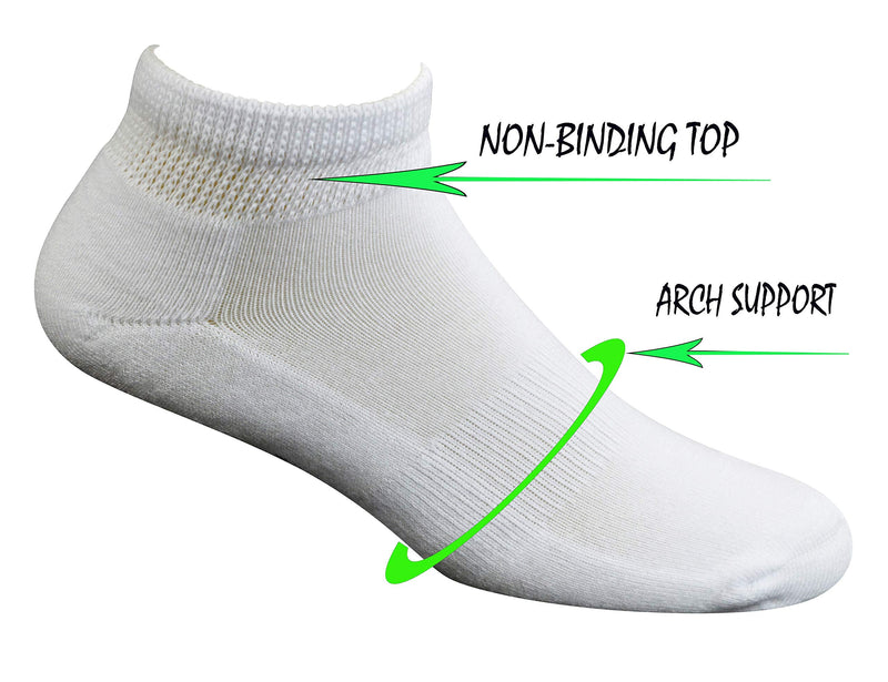[Australia] - Yomandamor Mens Cotton Diabetic Low Cut Socks with Seamless Toe,5 Pairs 10-13 5 Pairs White 