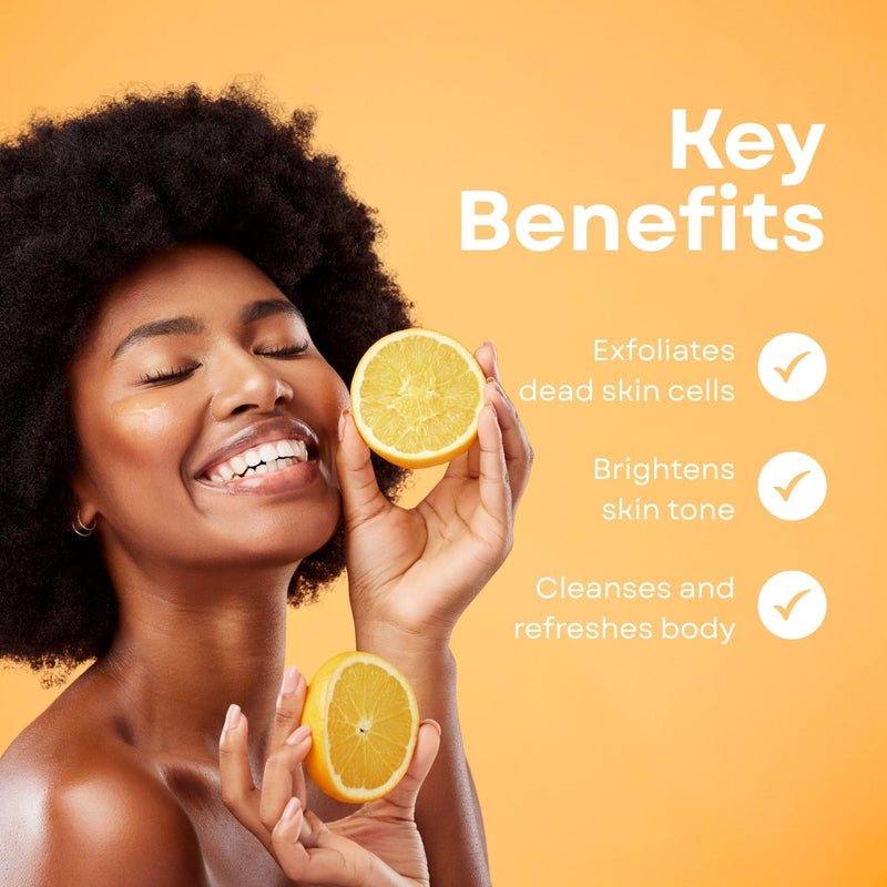 Clear Essence Lemon Plus Vitamin C Body Soap Scrub, Skin Brightening Lemon Soap Bar with Natural Exfoliant, Dark Spot Remover, Even Tone Body Wash, Face Cleanser for All Skin Types, 5 Oz