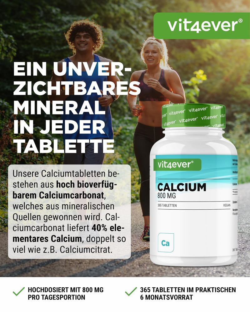 [Australia] - Calcium - 365 tablets - 800 mg calcium from calcium carbonate per daily serving - For 6 months - Vegan, laboratory tested, high dosage & without unwanted additives 420 g (pack of 1) 