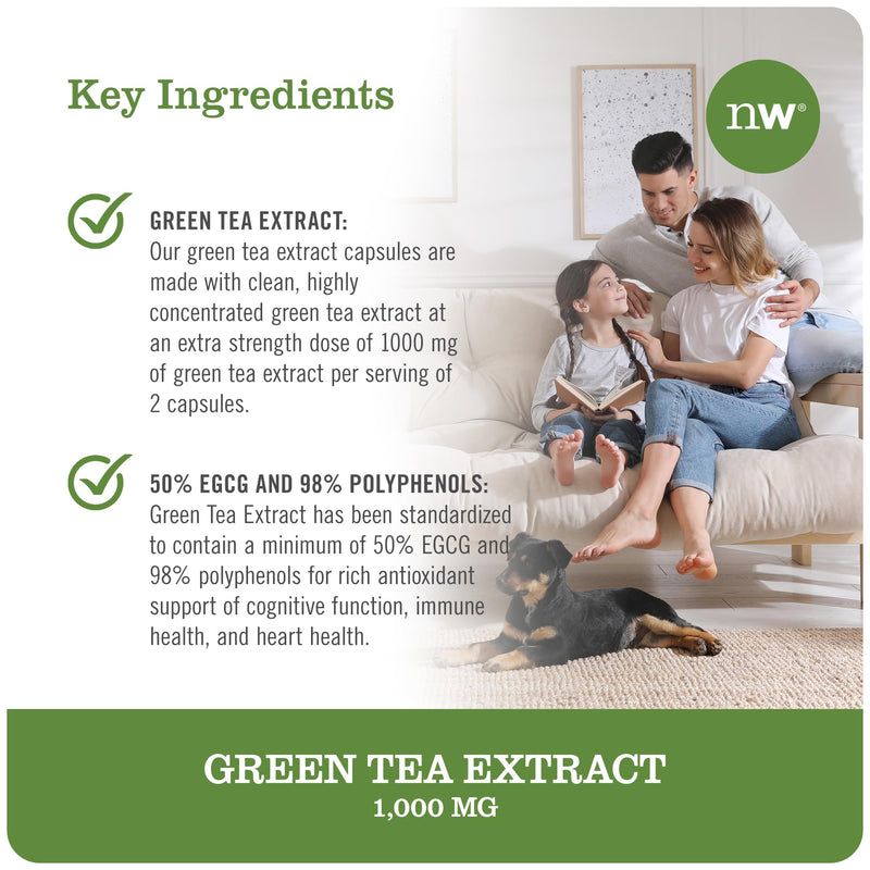 [Australia] - NatureWise Green Tea Extract Capsules 1000 mg - 50% EGCG & 98% Polyphenols - Extra Strength Antioxidants for Heart Health and Energy - Vegan, Gluten Free, Non-GMO - 60 Capsules[1-Month Supply] 60 Count (Pack of 1) 
