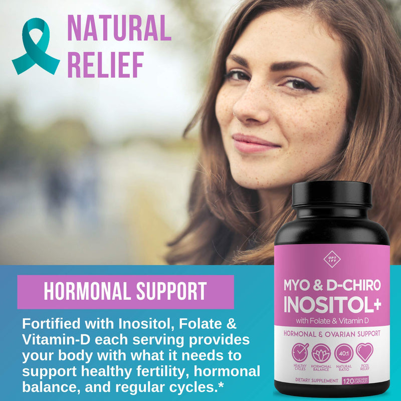 [Australia] - Premium Inositol Supplement - Myo-Inositol and D-Chiro Inositol Plus Folate and Vitamin D - Ideal 40:1 Ratio - Hormone Balance & Healthy Ovarian Support for Women - Vitamin B8-30 Day Supply 120 Count (Pack of 1) 