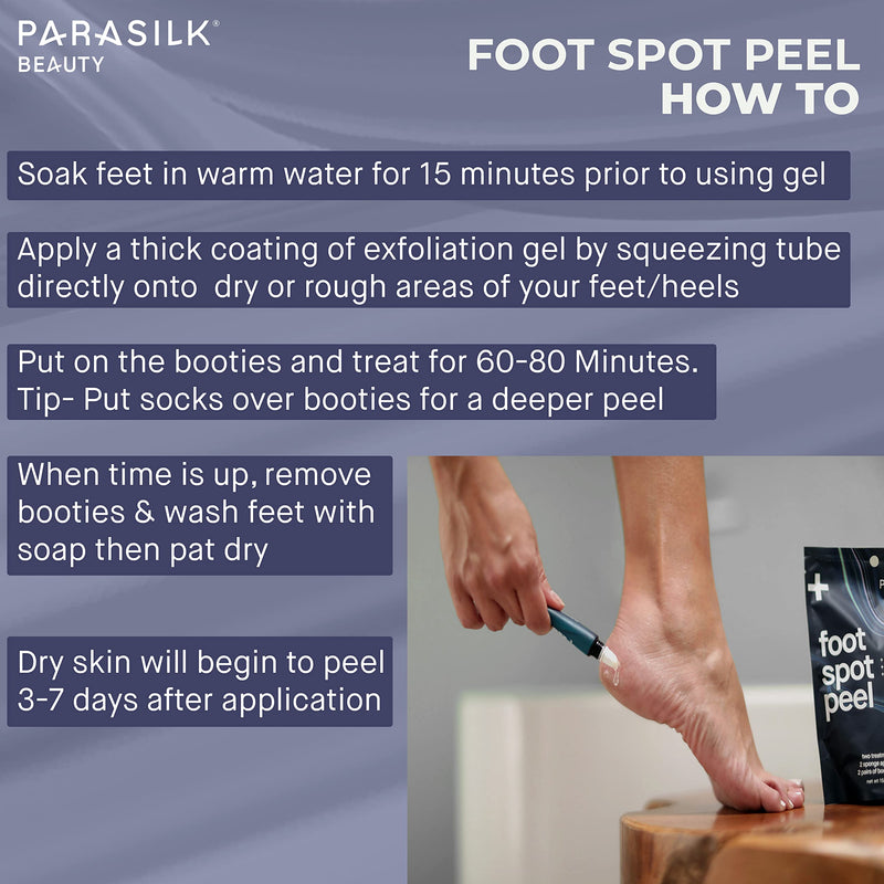 [Australia] - Parasilk Exfoliating Foot Spot Peel– 2 Gel Sponge Applicators & 2 Pairs of Exfoliation Booties. Targeted Repair for Rough, Dry Skin, Cracked Heels and Feet 