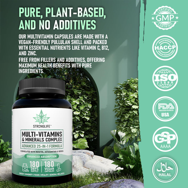 Multivitamin Capsules 25 -in- 1 for Men & Women | 180 Capsules | 180-Day Supply | Full Daily Support with Essential Vitamins, Minerals & Nutrients