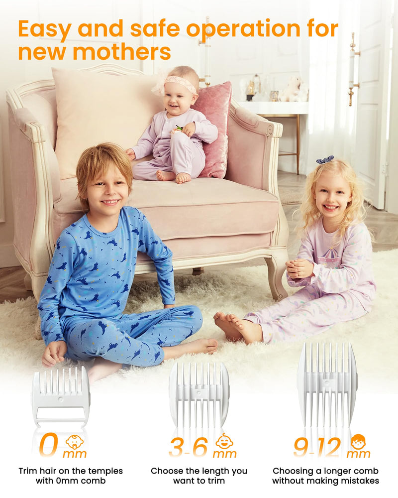 [Australia] - FERRISA Vacuum Baby Hair Clippers,Silent Hair Clippers for Kids,Cordless Baby Hair Trimmer,Waterproof Baby Hair Cutting Kit for Fine/Curly Hair,Infant Toddler Hair Clippers Auto Suck Snipped Hair Gray-white 