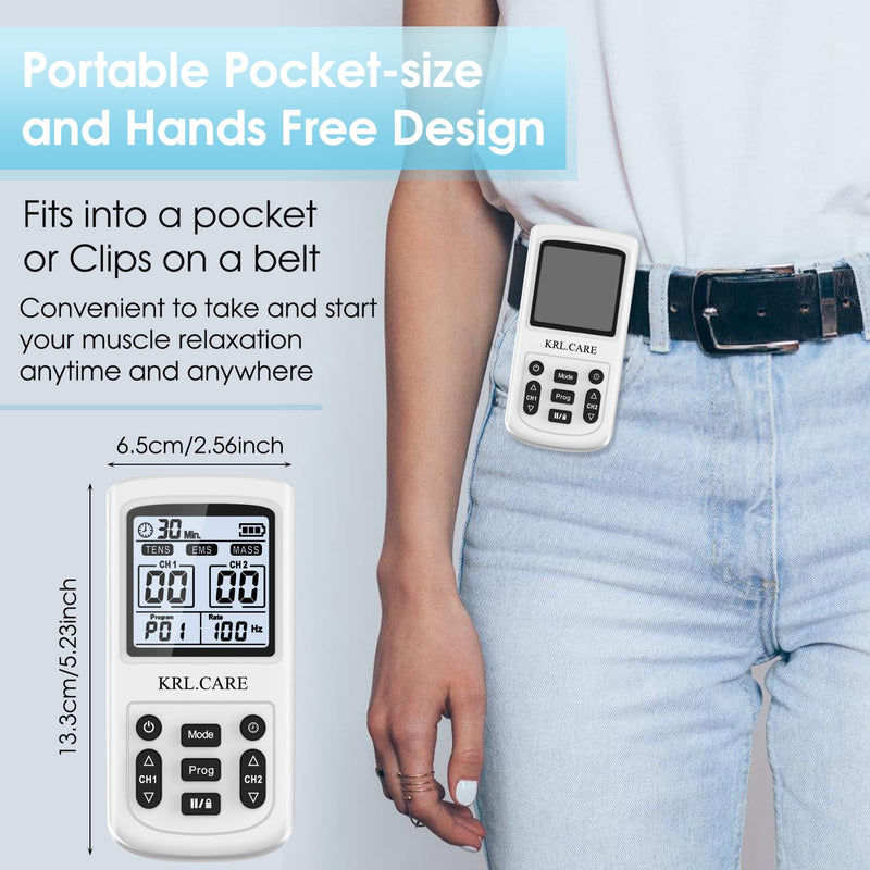 [Australia] - 3-in-1 TENS Unit Muscle Stimulator, EMS Massage Machine with 40 Intensities for Gradual Shoulder, Sciatica, Back Pain Relief, Muscle Recovery, 28 Modes Portable Dual Channel with 8 Electrodes Pads 