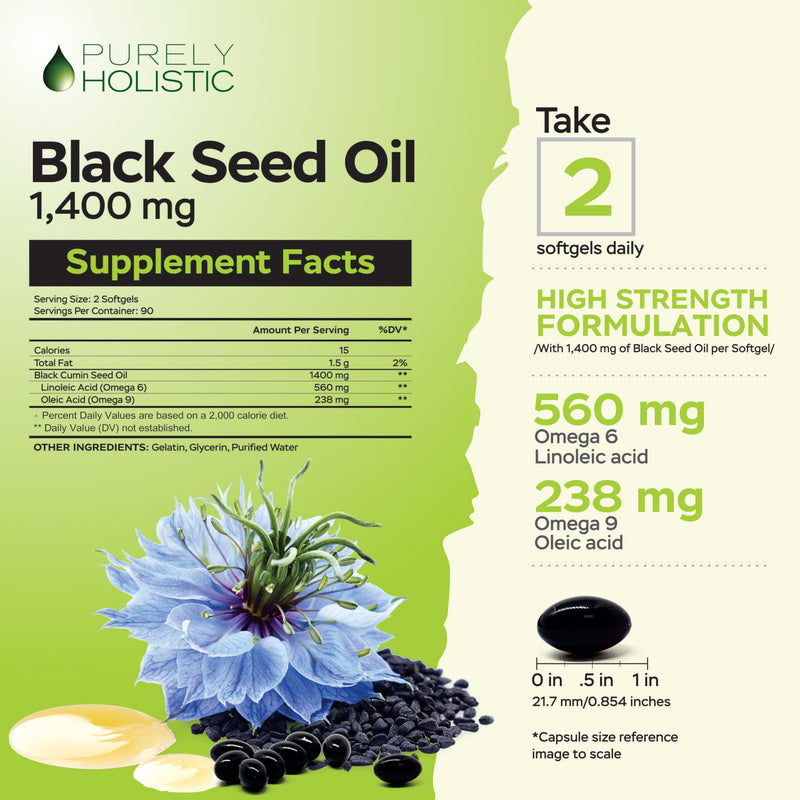 [Australia] - Black Seed Oil Capsules 1400mg, 180 Softgels, 3 Month Supply - Cold Pressed Nigella Sativa, Rich in Omega 6, 9 & TQ, Black Cumin Seed Oil, Immune Support, Joints and Digestion 