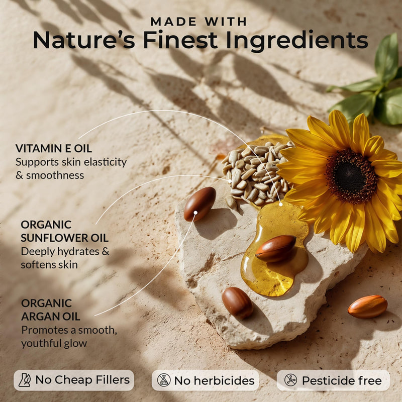 Organic Vitamin E Oil – Certified Organic Blend of Vitamin E - Deeply Hydrating Care for Face, Skin, Hair, Scars – Antioxidant-Rich, Fragrance-Free, and Gentle on Skin - 1 Fl Oz Glass Dropper & Bottle
