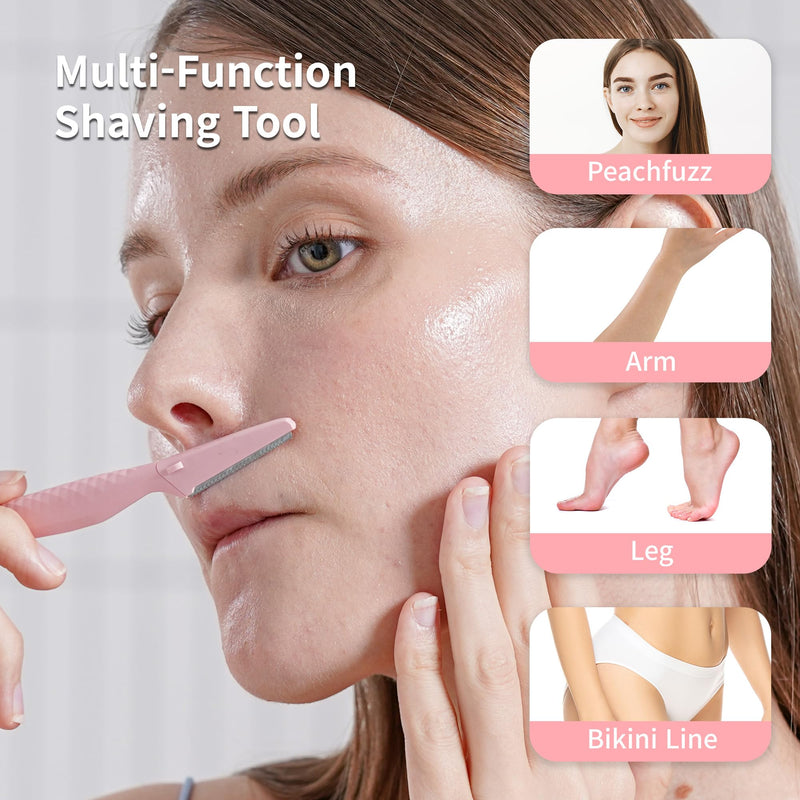 [Australia] - Tinkle Everglow Dermaplane Razor (12 ct - 4 packs of 3ct), Eyebrow Razor & Face Razors for Women, Peach Fuzz Remover, Dermaplaning Tool, Stainless Steel Blades 