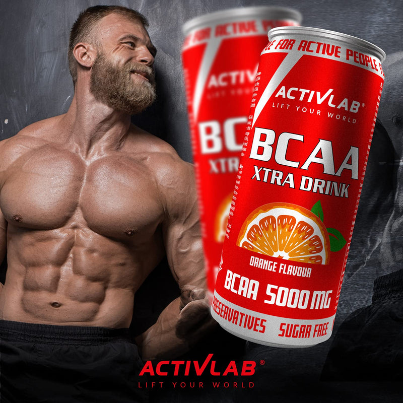 [Australia] - Activlab BCAA Xtra Drink Ready-to-Drink; Set of 24 x 330 ml cans 5000 mg BCAA in one can; zero sugar; orange flavor; amino acid drink; Regeneration of the body and endurance orange 330 ml (pack of 24) 