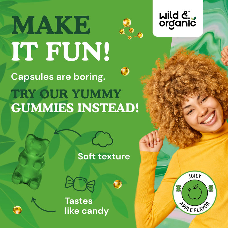 [Australia] - Wild & Organic Iodine Gummies 250mcg - Immune Support Complex w/Potassium Iodide - Selenium Zinc Iodine Supplement for Immune Support - 60 Pectin-Based Gummies - Vegan Supplement with Iodine 