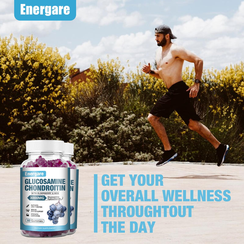 [Australia] - 2 Pack 3000mg Glucosamine Chondroitin with MSM Gummies & Elderberry, Extra Strength Joint Support Health, Flexibility, Antioxidant, Immune Supplement Gummy for Adults, Men & Women 120 Counts 60 Count (Pack of 2) 
