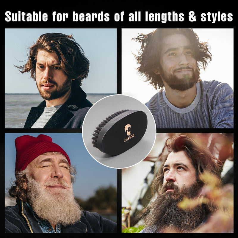 [Australia] - Black Beard Brush for Men - Natural Boar Bristles, Compact Size for All Beard Shapes & Travel, Ideal for Daily Beard Care 