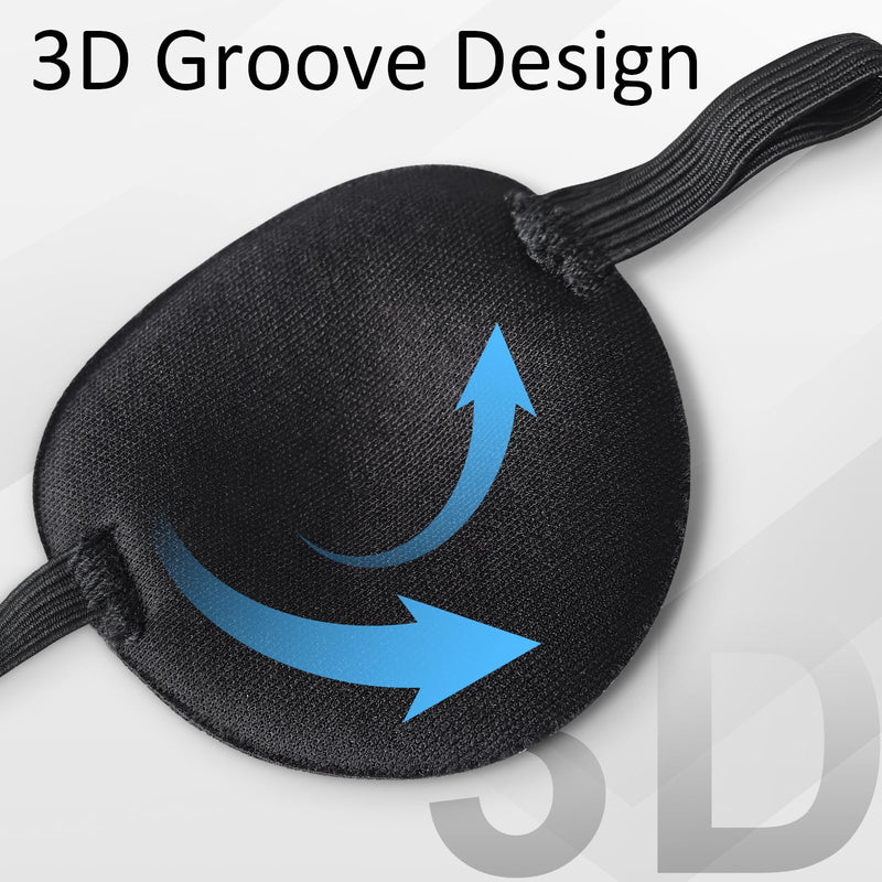[Australia] - Pack of 4 Eye Patches, Medical Eye Patches for Adults and Children, 3D Adjustable Eye Patch Pirate Eye Patches for Left or Right Eyes Amblyopia Recovery Phase After (Black) 