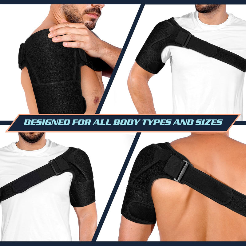 [Australia] - Shoulder Brace for Men and Women for Torn Rotator Cuff,Arm Sling Shoulder Immobilizer,Shoulders Compression Sleeve and Support For Pain Relief,Adjustable,Suitable for Both Left and Right Arms (1, Black) 1 