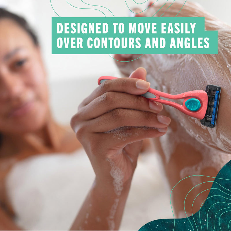 [Australia] - Preserve POPi Shave 5 Razor System Made with Recycled Ocean Plastic and 5-blade cartridge, Coral Pink, 1 Count Recycled Ocean Plastic: Coral Pink 