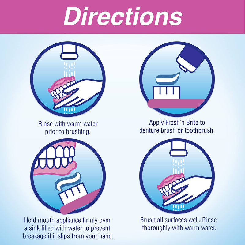 [Australia] - Fresh 'n Brite Denture Cleaning Paste For Dentures, Removable Partial Dentures, Retainers, Mouthguards, Nightguards, Fast Stain Removal, pack of 3, 3.8 oz Tubes 