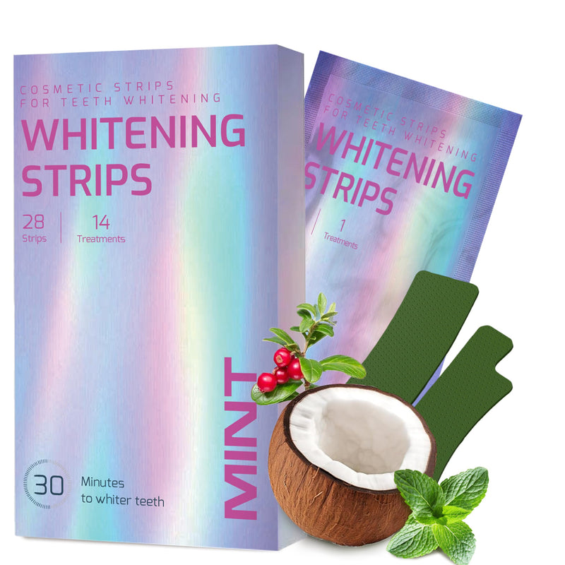 [Australia] - Gentle Teeth Whitening Strips - (28 Stripes) Bleaching Teeth Free of Peroxide for a Radiant Smile - Gentle Tooth whitening Mint 