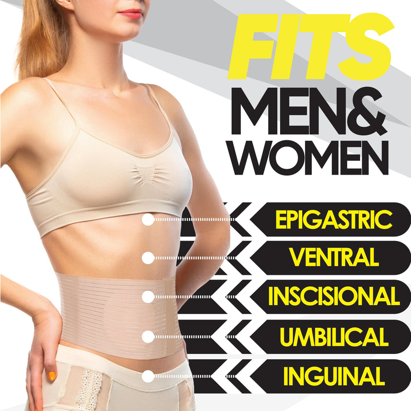 Umbilical Hernia Belt for Men and Women - Abdominal Support Binder with Compression Pad - Belly Button Hernia Navel Ventral Epigastric Incisional and Surgery Prevention Aid (Beige, 3XL Plus Size (54"-67")) 3XL Plus Size (49.2"-67") Beige