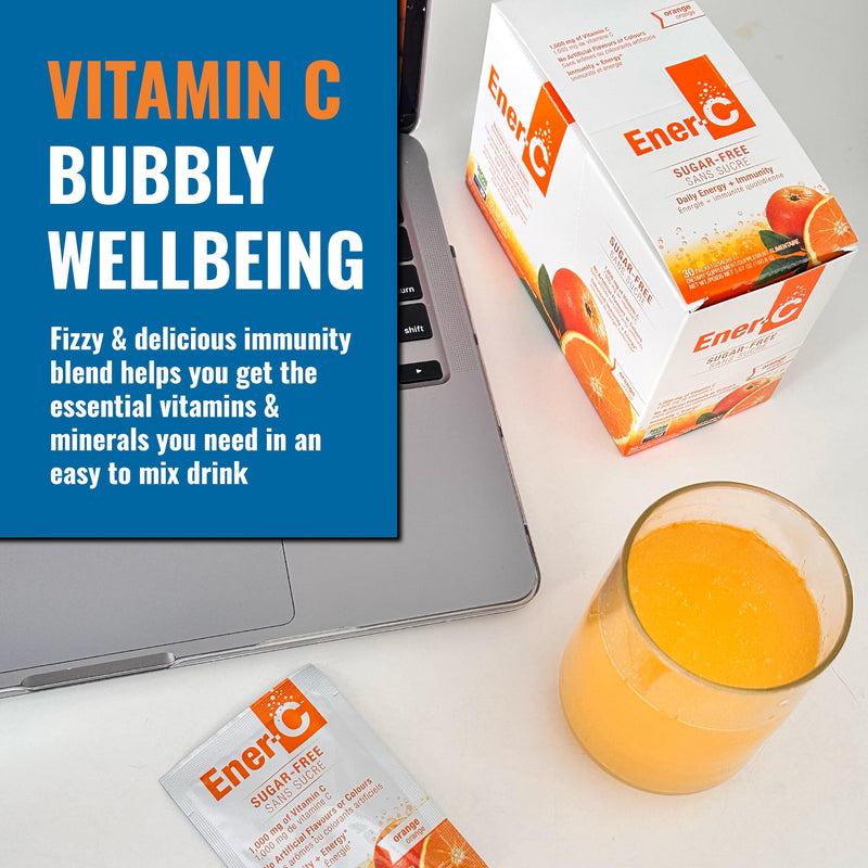 Ener-C Sugar Free Multivitamin Drink Mix, Zero Sugar - Orange, 30 Count | Vitamin Powder for Water, Electrolytes Powder No Sugar, Hydration Boost Packets, Vitamin C & B12 0.31 Ounce (Pack of 30)