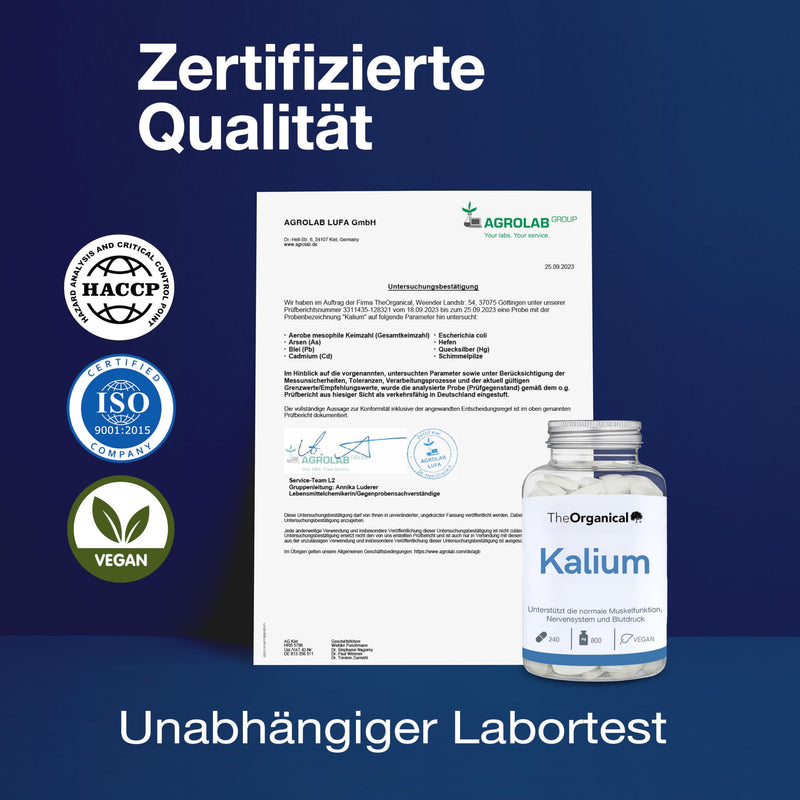 [Australia] - New: TheOrganical®: High-dose potassium with 800 mg potassium citrate | 240 capsules | Made in Hamburg | Without additives & high doses | Potassium | Calcium 