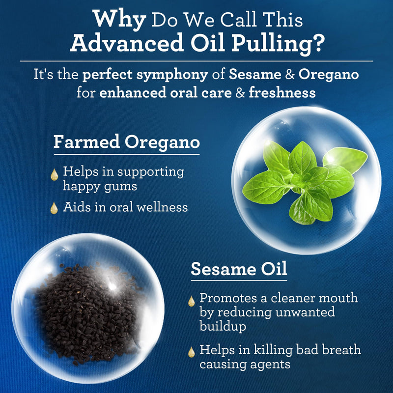 GuruNanda Advanced Oil Pulling Mouthwash for Enhanced Oral Care with Sesame & Oregano Oil, Promotes Deep Cleaning for Healthy Teeth & Gums, with Toothbrush and Tongue Scraper, Alcohol-Free, 8 Oz 8 Fl Oz (Pack of 1 )