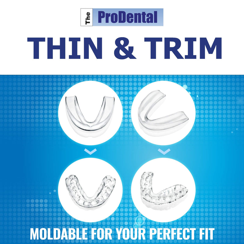 [Australia] - ProDental Thin and Trim Mouth Guard for Grinding Teeth – 6 Pack, USA Made, Bonus: Teeth Whitening System Included, Night Guard Stops Bruxism - Teeth Clenching, Customizable Dental Tray - No BPA 