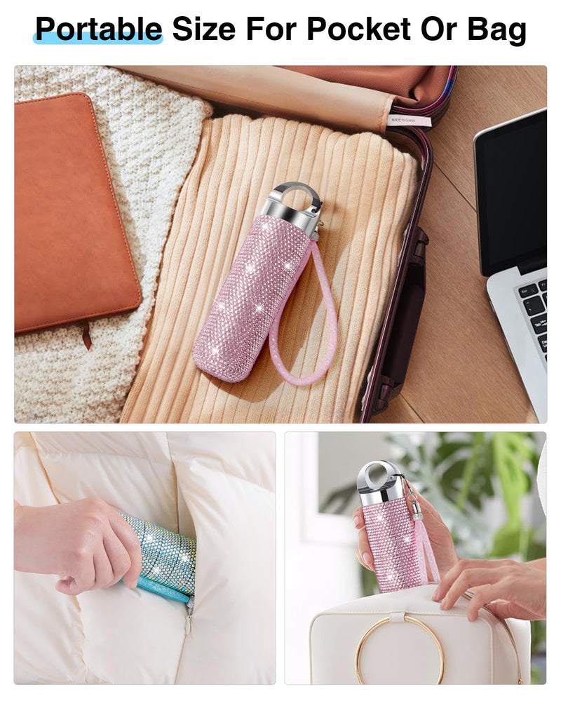 Zannaki Metal Bling Pill Organizer, Travel Waterproof Weekly Pill Box, Portable Large Aluminum Alloy Pill Case Container, BPA Free 7 Day Daily Medicine Organizer Holder for Vitamin,Fish Oil,Supplement Bling Pink