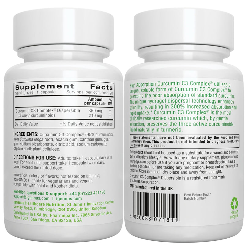Multivitamin & Minerals for Men + High Absorption Curcumin C3 Complex, Vegan Bundle, Sustained Release Advanced Multivitamin + 300% Greater Absorption Curcuminoids with Rapid Uptake, By Igennus