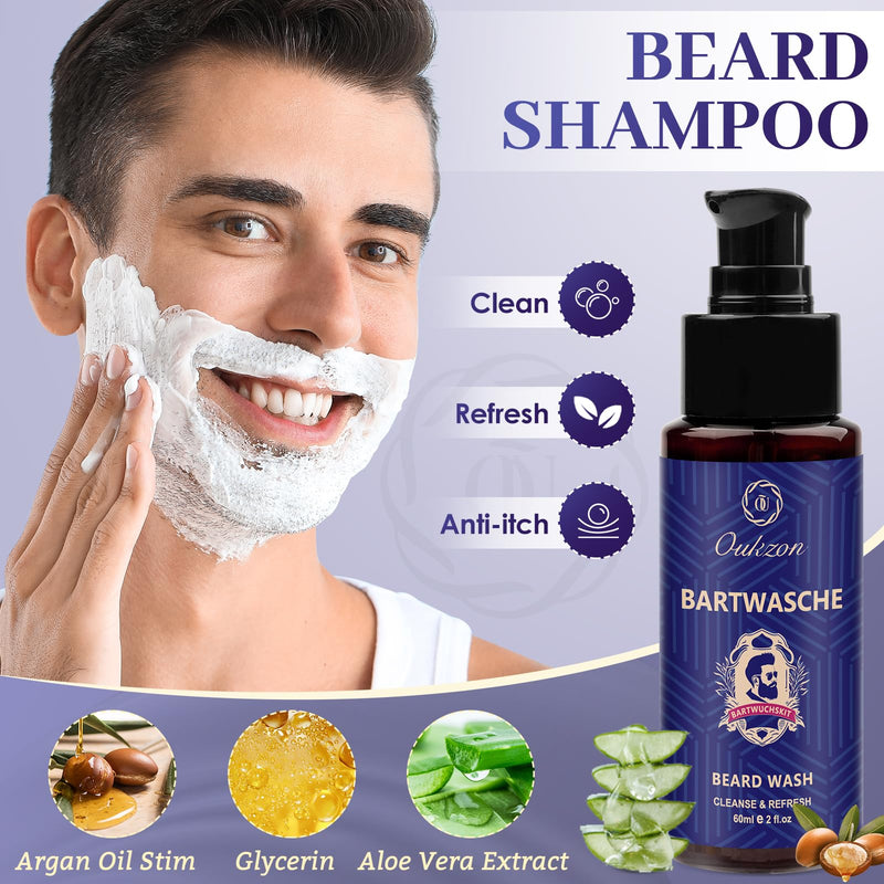 [Australia] - Beard care set for men, upgraded beard gift for Christmas, birthday - complete beard growth product for men with beard shampoo, beard oil, beard roller, beard growth serum, beard balm, beard brush, beard scissors 2023 complete beard care set 