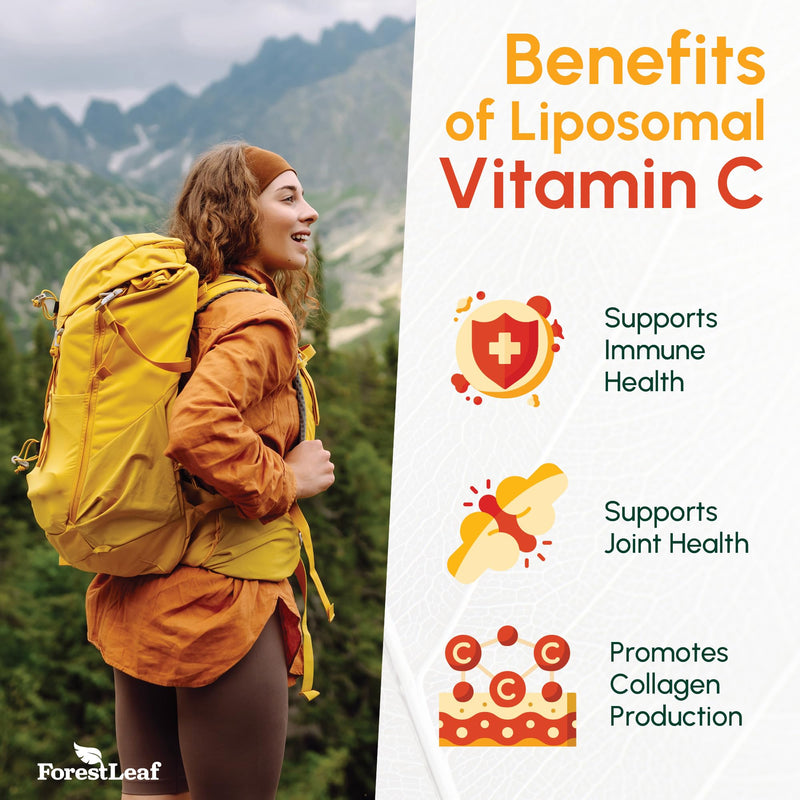 ForestLeaf Liposomal Vitamin C 1400mg Capsules | High Dose Vitamin C Liposomal Supplement w Coconut Oil Fatty Acids | Fast Absorption | Immune Support, Antioxidant, Collagen Production | 120 Vegan Cap 120 Count (Pack of 1)