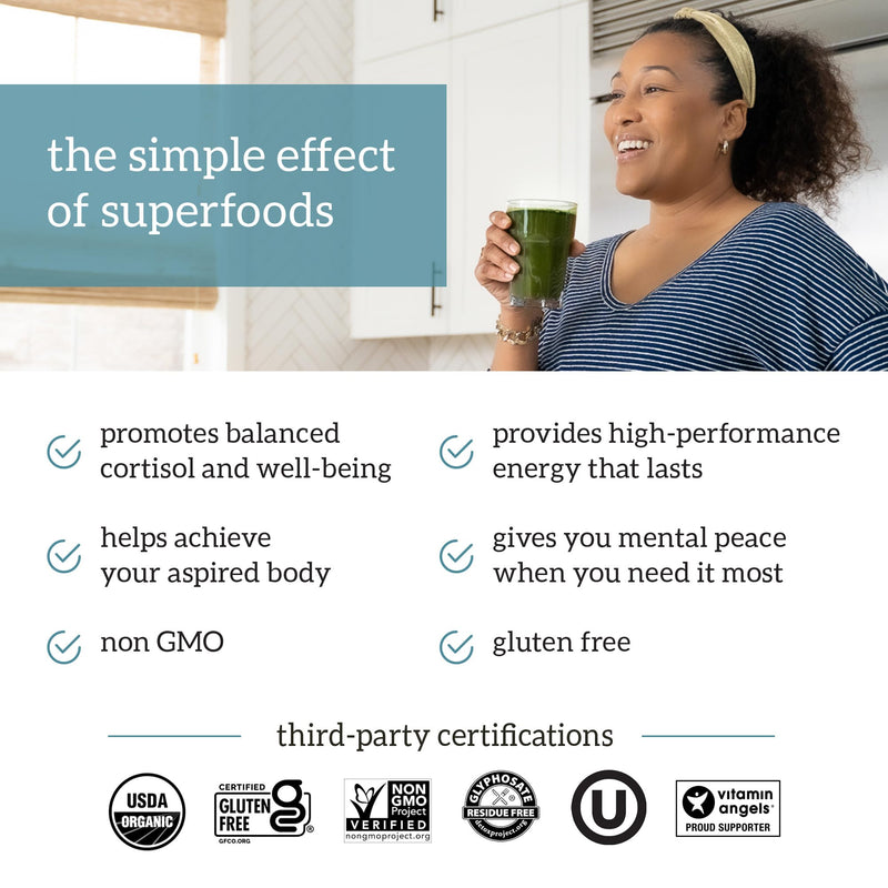 [Australia] - Organifi Green Juice - Powder Supplement with Organic Spirulina, Ashwagandha, and Chlorella - Helps Achieve Fitness Goals and Reduce Cortisol Levels, 30-Day Supply Original Green Juice 