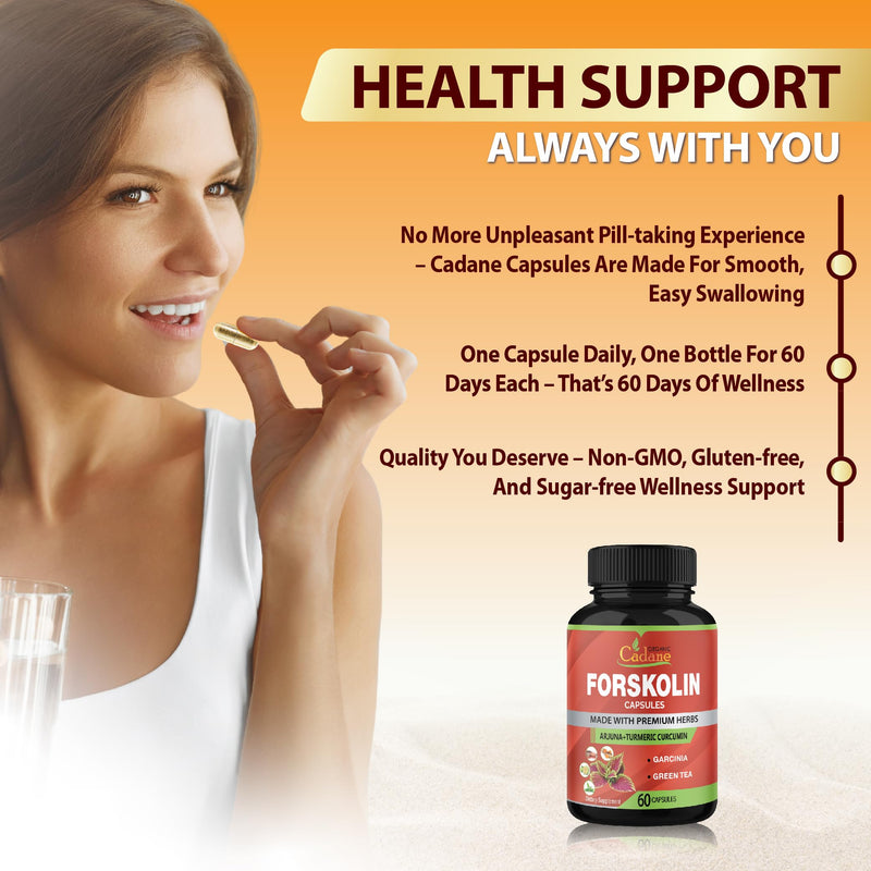 [Australia] - Forskolin Supplements Capsules with Turmeric Curcumin, Arjuna, Garcinia Cambogia, Green Tea - 60 Capsules 