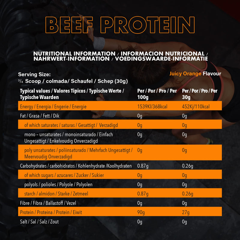 NXT Beef Protein Isolate 540g - High Protein Powder in Natural Amino Acids - Paleo, Keto Friendly - Dairy and Gluten Free | 540g (Orange)