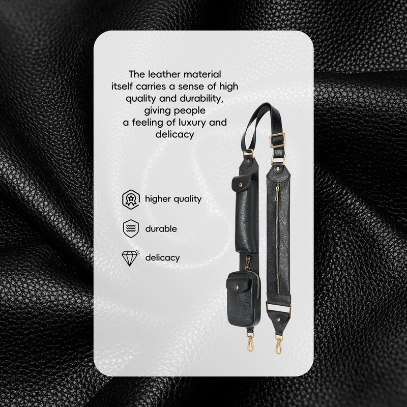 LUCKYCOIN Crossbody Purse Strap,Replacement Straps,Adjustable Vegan Leather Shoulder Strap with Purse Bags,Travel Belt Strap Black