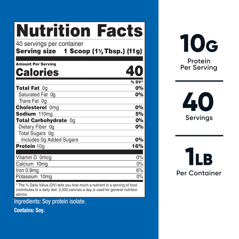 [Australia] - Nutricost Soy Protein Isolate Powder, 1 LB Unflavored - 10 Grams of Protein Per Serving, Vegan, GMO-Free & Gluten Free 