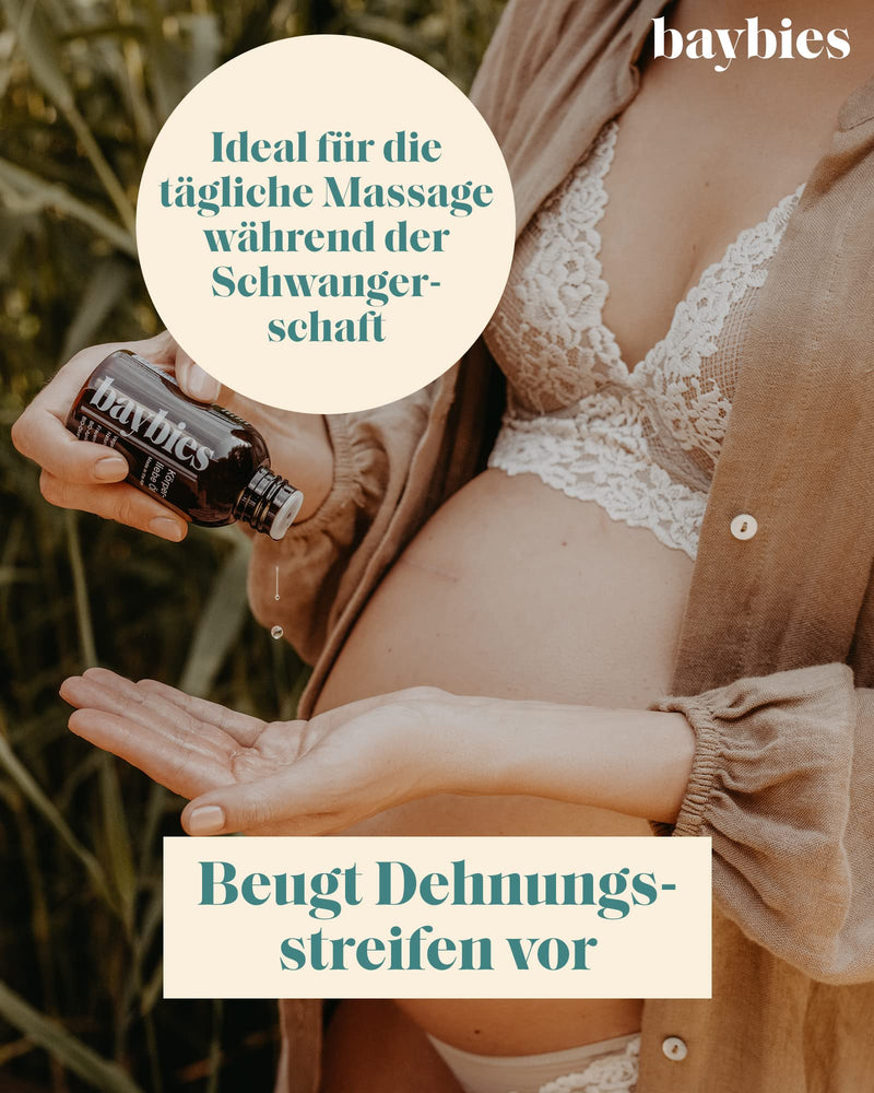 [Australia] - BAYBIES® Pregnancy Oil Body Love | Certified natural cosmetics | Vegan massage oil to prevent stretch marks & stretch marks | 100ml 