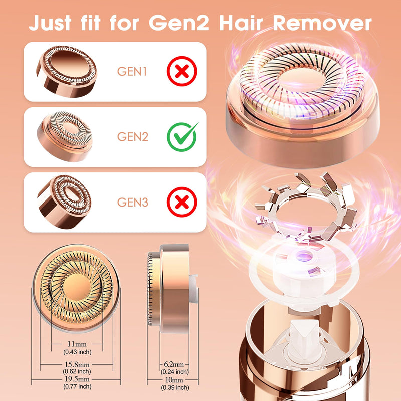 [Australia] - Replacement Heads for Flawless Facial Hair Remover, Replacement Blades for Finishing Touch Flawless Hair Removal Gen 2, 6 Count 18k Gold Heads with Storage Bag Rosegold-6pcs 