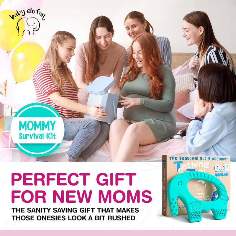[Australia] - Teething Toys for Babies Age 0 to 12 Months - Baby Elefun 5X Pain Relief Smart Teether - Zero Developmental Delay Silicone Baby Teething Toy Ring - Cute Infant Shower Gift Chew Toy for Babies 0-6 Мonths 0-6 Turquoise 