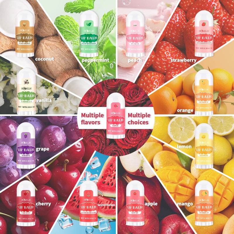 Mini Lip Balm 50 Pcs,Natural Lip Balms with Vitamin E and Coconut Oil | Moisturizes for Dry Lips,Mini Chapstick Bulk Perfect for Birthday Party Favors Gift Bags and Small Gifts,13 Flavors 1 Count (Pack of 50)