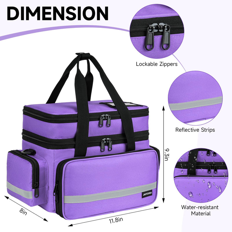 Large Pill Bottle Organizer,Double Layer Medicine Bag with Lockable Zippers | Medication Travel Bag with Shoulder Strap for Prescription Bottles, Vitamins & Medical Supplies, Purple (Bag Only) 2 LAYERS