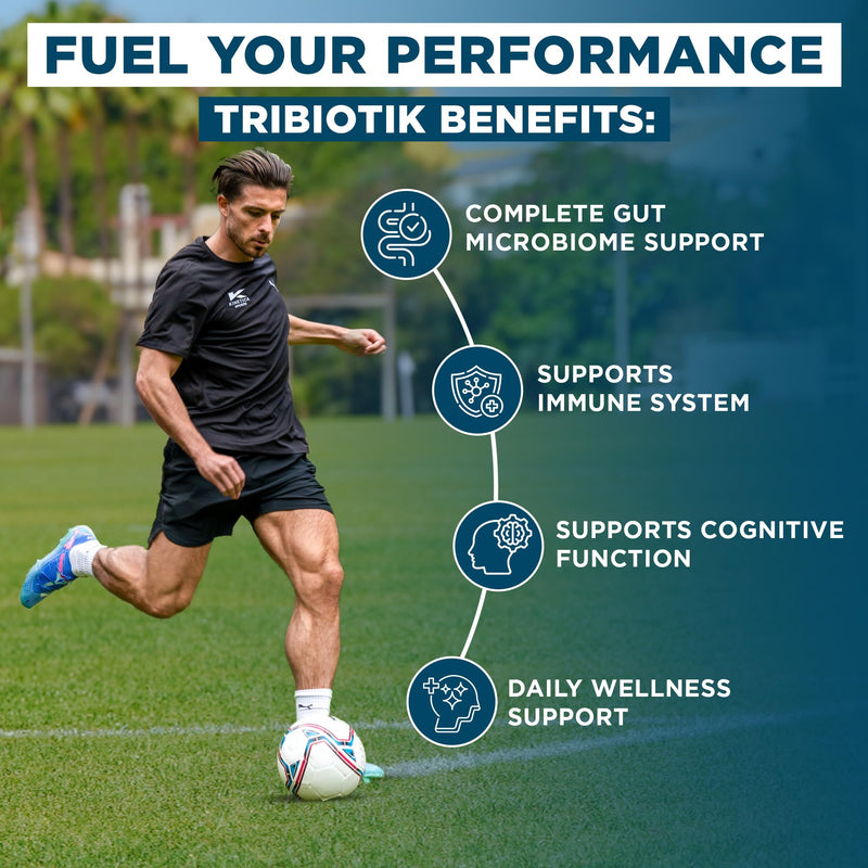 Kinetica Sports Tribiotik Probiotic - 30 Capsules | 1 Billion Live Cultures | Bacillus Subtilis DE111® & Fibersol®| Vitamin B6 & Zinc |Gut & Digestion Support | WADA Prohibited Substances Batch Tested