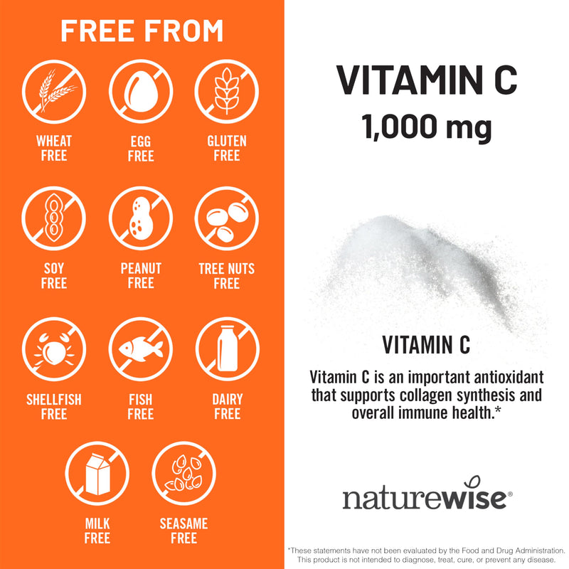 NatureWise Vitamin C 1000mg Capsules - Extra Strength Vegan Vitamin C for Daily Antioxidant & Immune Support - Non-GMO, USA Manufactured - 360 Capsules[360-Day Supply] Unflavored 360 Count (Pack of 1)
