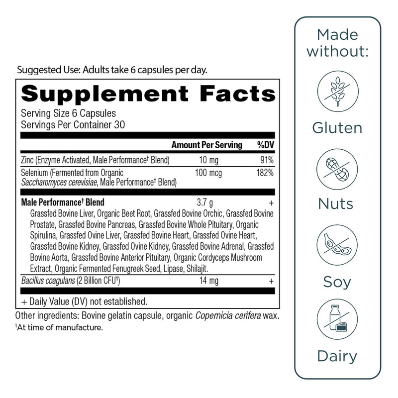 Ancient Nutrition Grass-Fed and Wild Organ Male Performance Tablets
