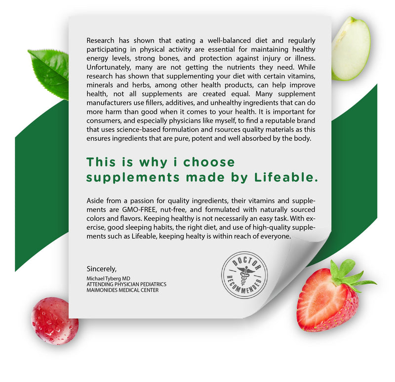 Lifeable Multivitamin & Multimineral with Iron Chewables for Kids – Vegetarian – Gluten Free Vegetarian – Great Tasting - Natural Flavored Pectin Chews with Vitamins A, B, C, D & E – 150 Count
