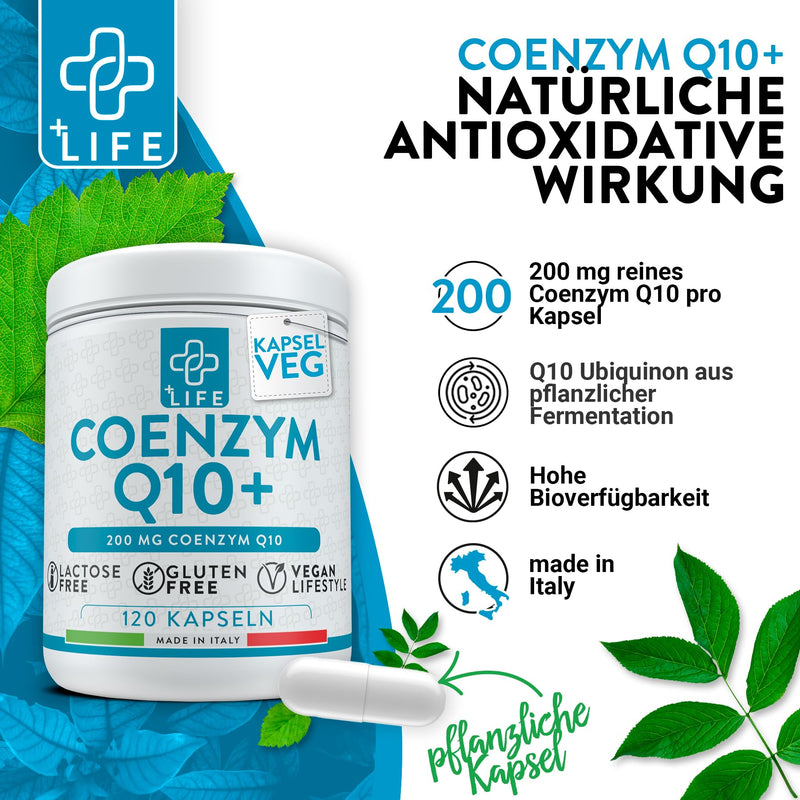 [Australia] - Q10 capsules high dosage 200mg PiuLife® 120 capsule vegan coenzyme q10 high dosage from ubiquinone antioxidant, vegan from fermentation anti-aging 