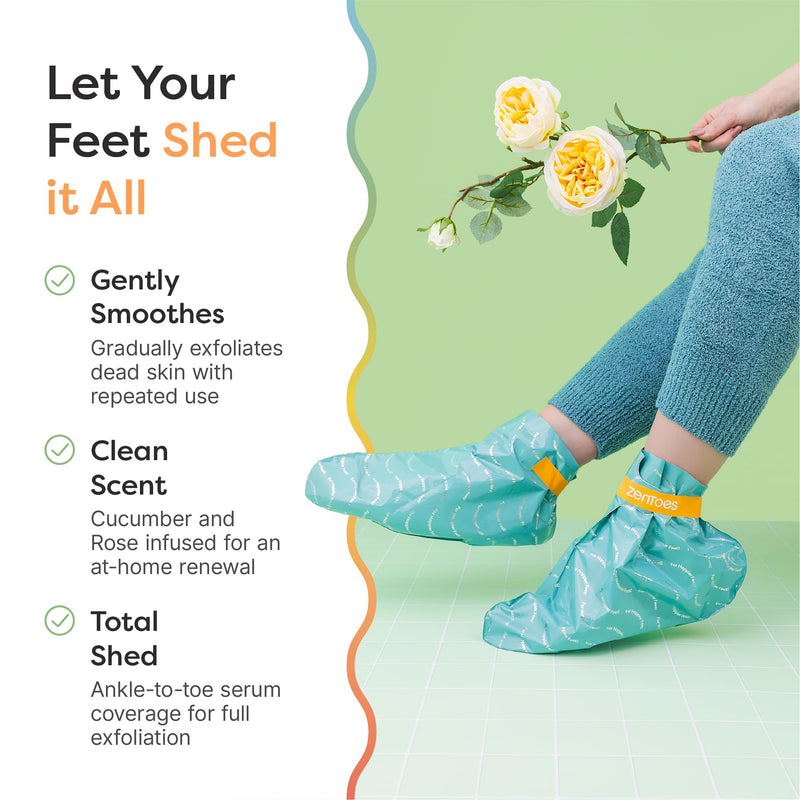 [Australia] - ZenToes Foot Care Kit – Exfoliating Foot Mask for Dry Cracked Feet with Urea, Niacinamide & Rose Extract (3 Pairs) + Hydrating Heel Socks with Vitamin E and Olive Oil (Fuzzy Pink) 
