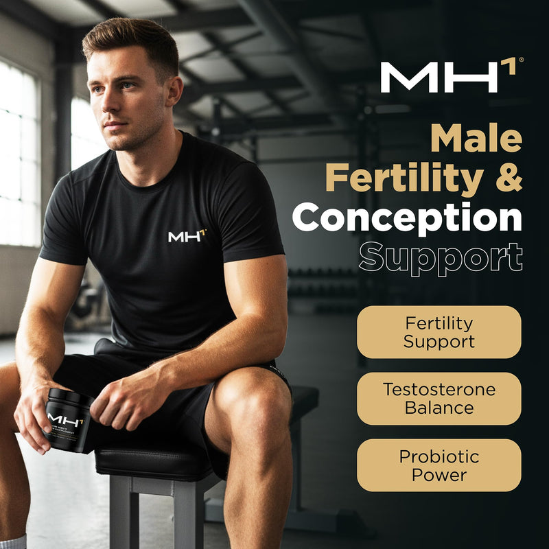 Male Fertility & Conception Supplement with Probiotic | Ashwagandha, Zinc, D-Aspartic Acid, Maca & L Reuteri | Testosterone Support | 120 Vegan Capsules | 30 Day Supply | Made in The UK | Lab Tested